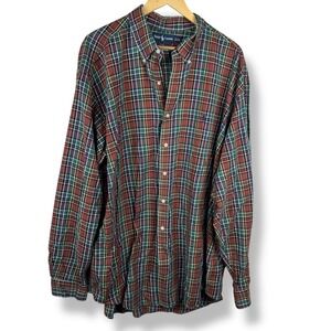Ralph Lauren Mens Size XXL‎ Blake Tartan Plaid Cotton Button Down Shirt Preppy